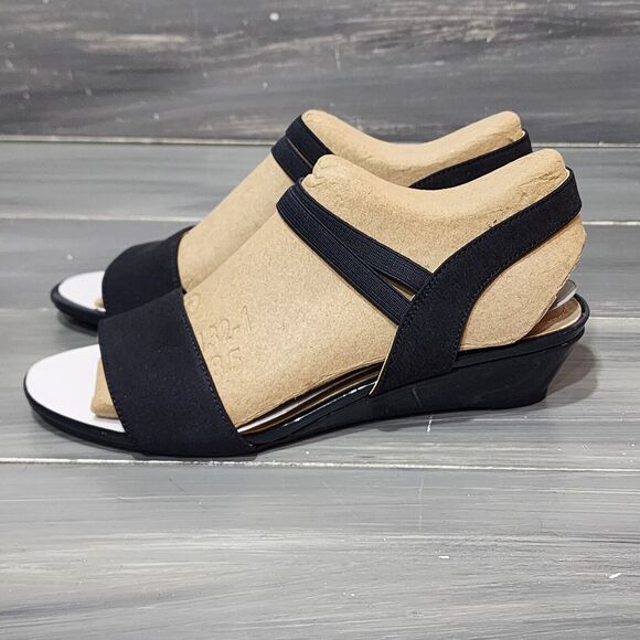 LifeStride‎ Womens Yolo Wedge Sandals Heels Soft System Navy Blue Size 7 Wide - Picture 3 of 13